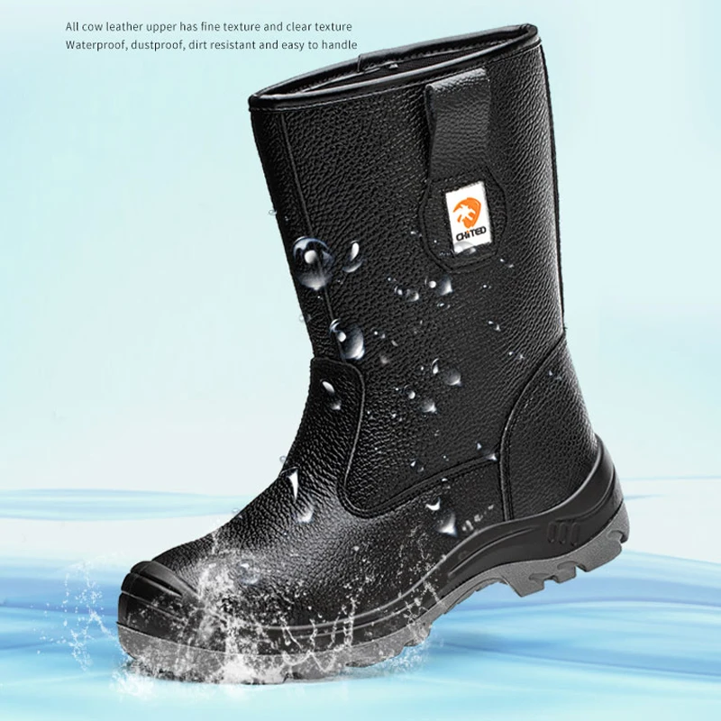 Men safety shoes waterproof security boots work shoes leather boots anti-smash anti-puncture industrial protective safety shoes