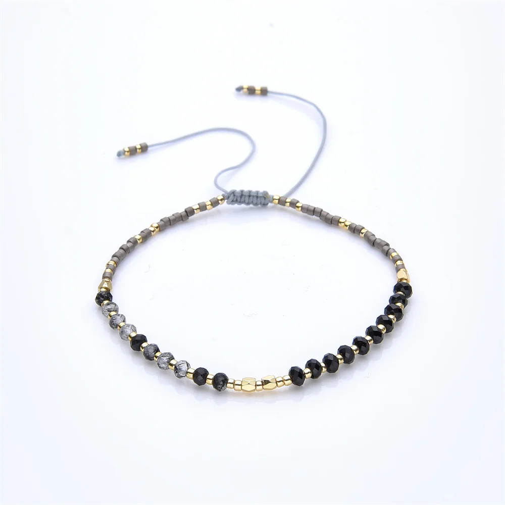 Kkbead mehrfarbige winzige Naturstein zierliche Armband Miyuki Rocailles Pulse ras verstellbare Seil Armbänder für Frauen Schmuck – Detail 6