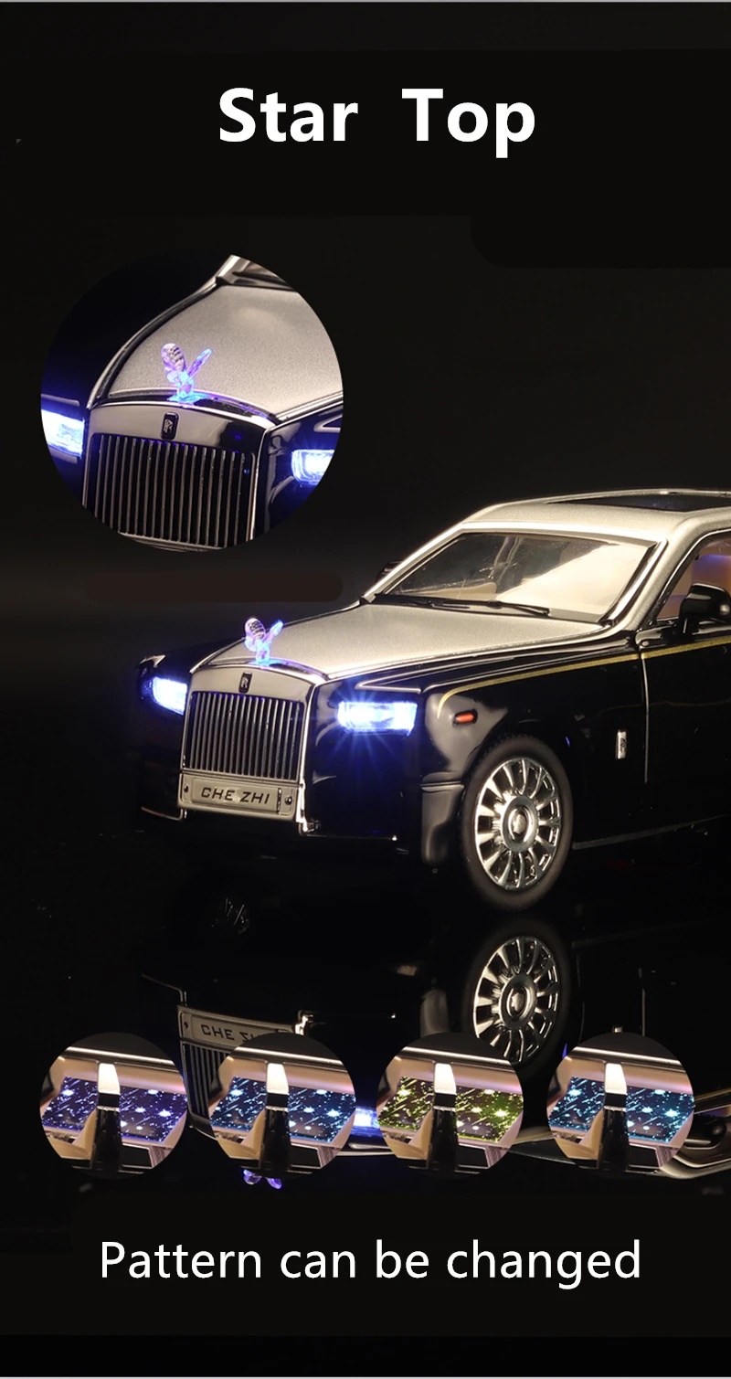 1:24 Scale Rolls Royce Diecast Model Car Lights Sounds