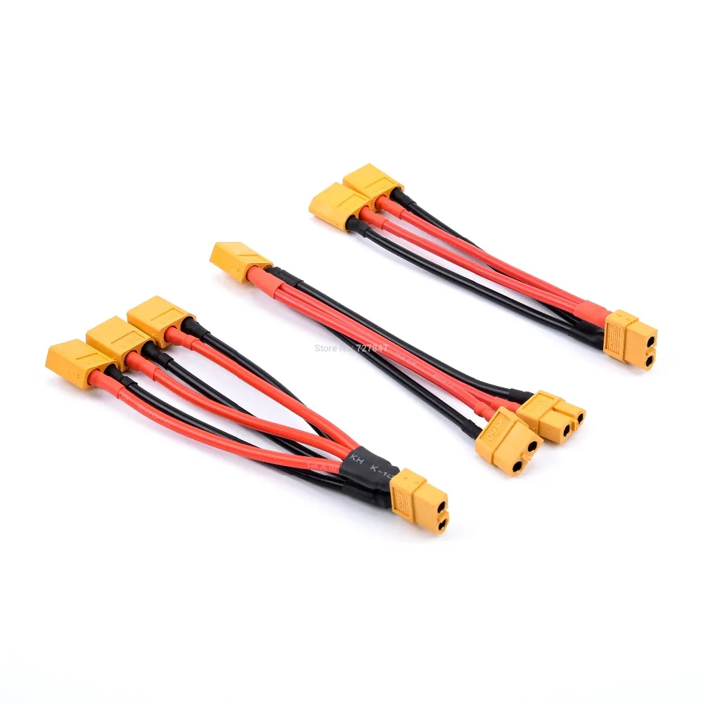 XT60 Parallel Battery Connector Male/Female Cable Dual Extension Y Splitter/ 3-Way 14AWG Silicone Wire for RC Battery Motor