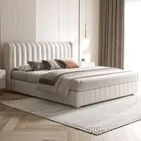 Lit Double Simple violet tissu blanc personnalisé nordique moderne rangement Loft lits chambre 180X200 Cm Letto Matrimoniale meubles 1