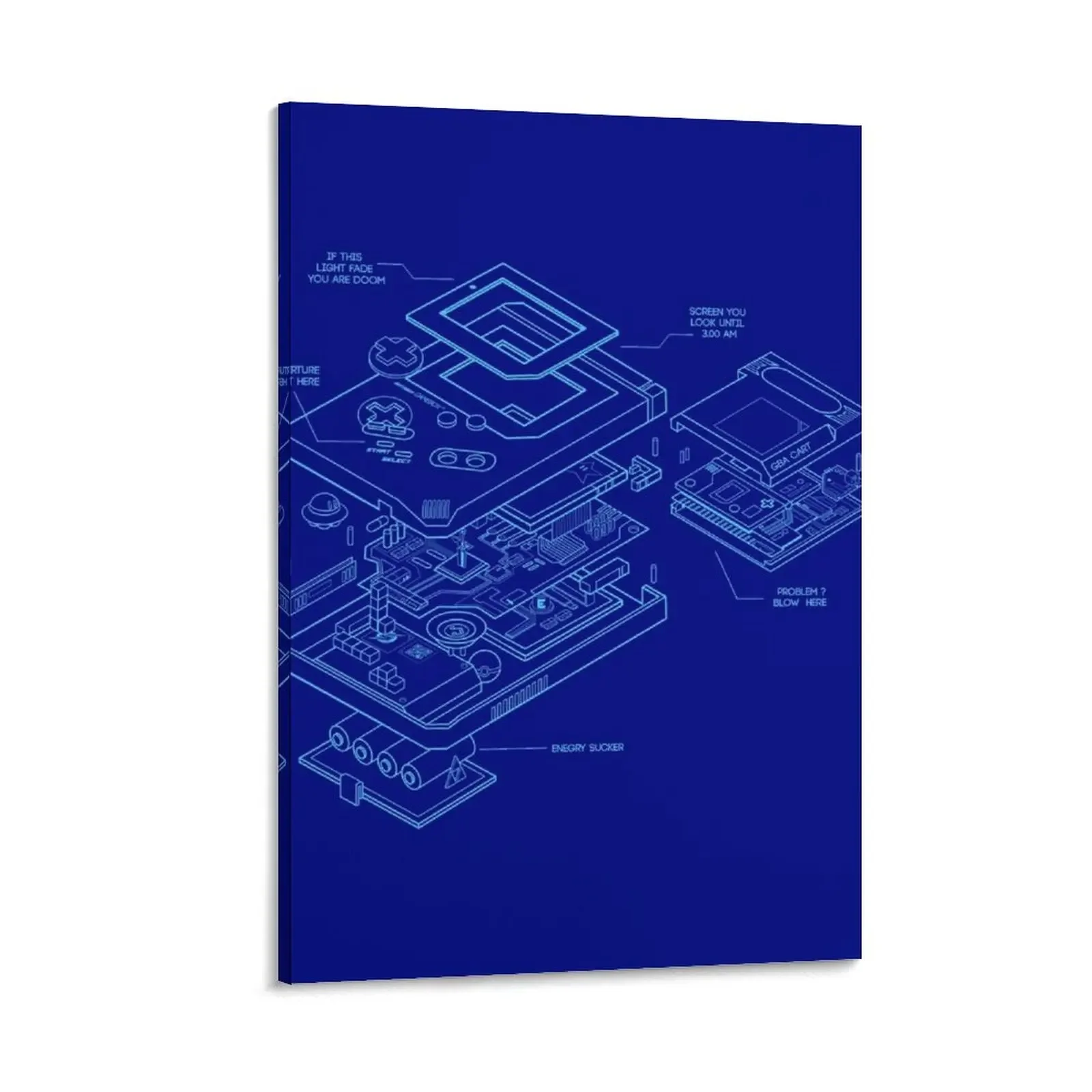 Retro Handheld Blueprint - Retrogaming Per La Tua Camicia Dipinti Murali Su Tela