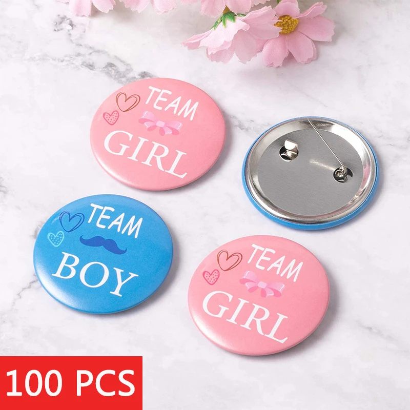 

100pcs/lot Boys Girls Badge Birthday Party Gender Identification Mark Team Boy Girl Family Gathering Game Decorative Signs