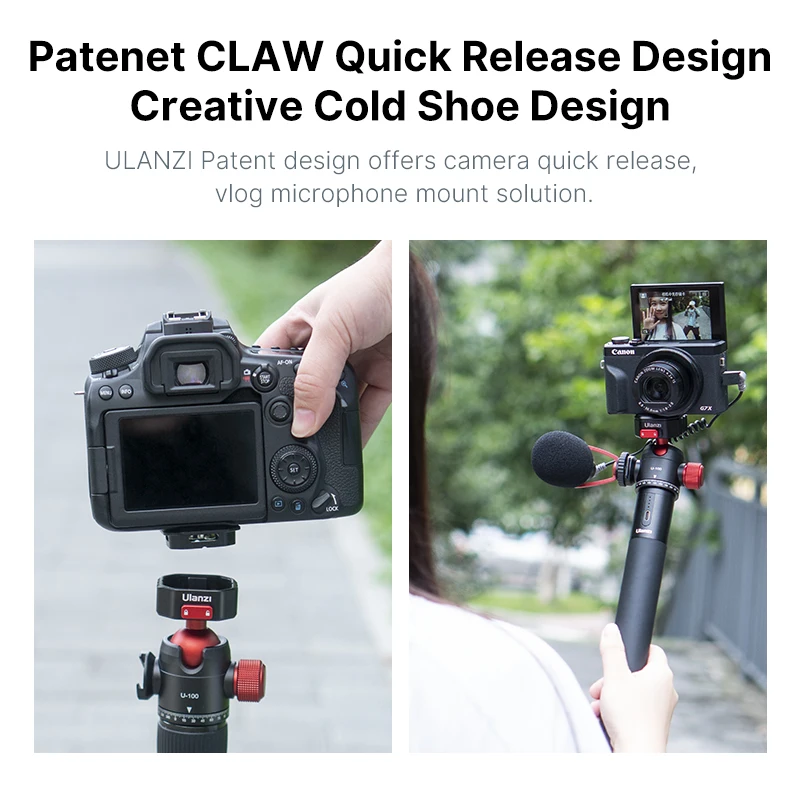 Ulanzi U100 Quick Release Ballhead Tripod Heads DSLR Gimbal Slider Tripod Quick Switch Ballhead Extend Cold Shoe for LED Light