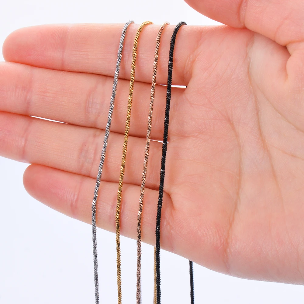 1 Stück, 1,2 mm breit, winzige, gedrehte, quadratische Schlangenkette, Halskette aus Edelstahl, Choker-Halskette für Damen, Collier – Detail 4