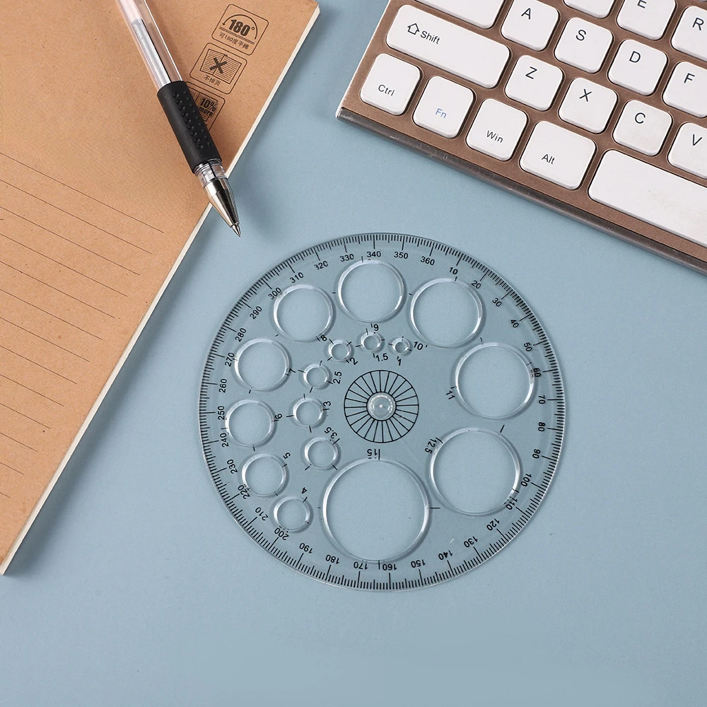 360 °   회전식 각도기 기하학적 템플릿 눈금자 측정 매핑 그리기 도구 눈금자 학생 학교 문구