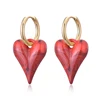 Boucles d'oreilles créoles tendance avec pendentif cœur bonbon, en acrylique doré et acier inoxydable, bijoux féminins