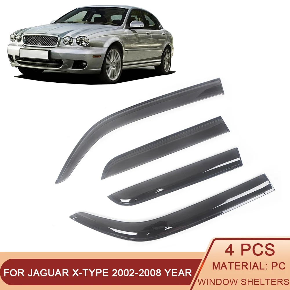 Per Jaguar X-Type 2002-2008 Auto Side Window Deflettori Del Vento Visiere Black Rain Guard Door Visor Vent Shades Dark Smoke Ventvisor