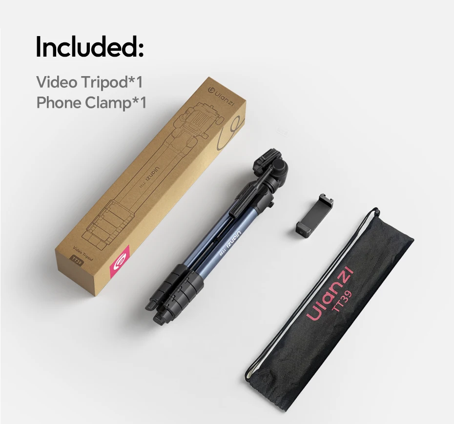  TT39 Video Tripod Horizontal&Vertical Tripod for Camera DSLR Smartphone Video