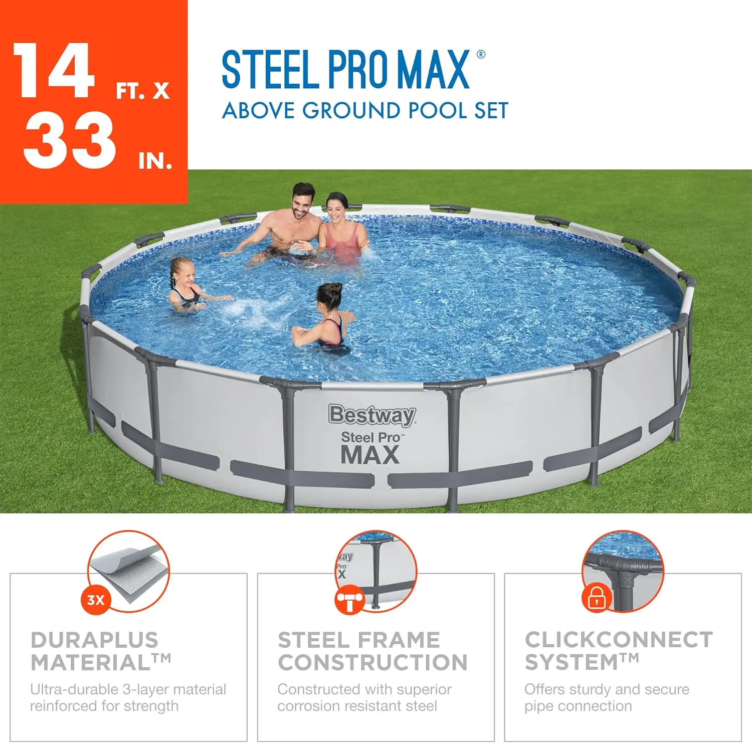 Steel Pro MAX 14' x 33 Above Ground Pool 5