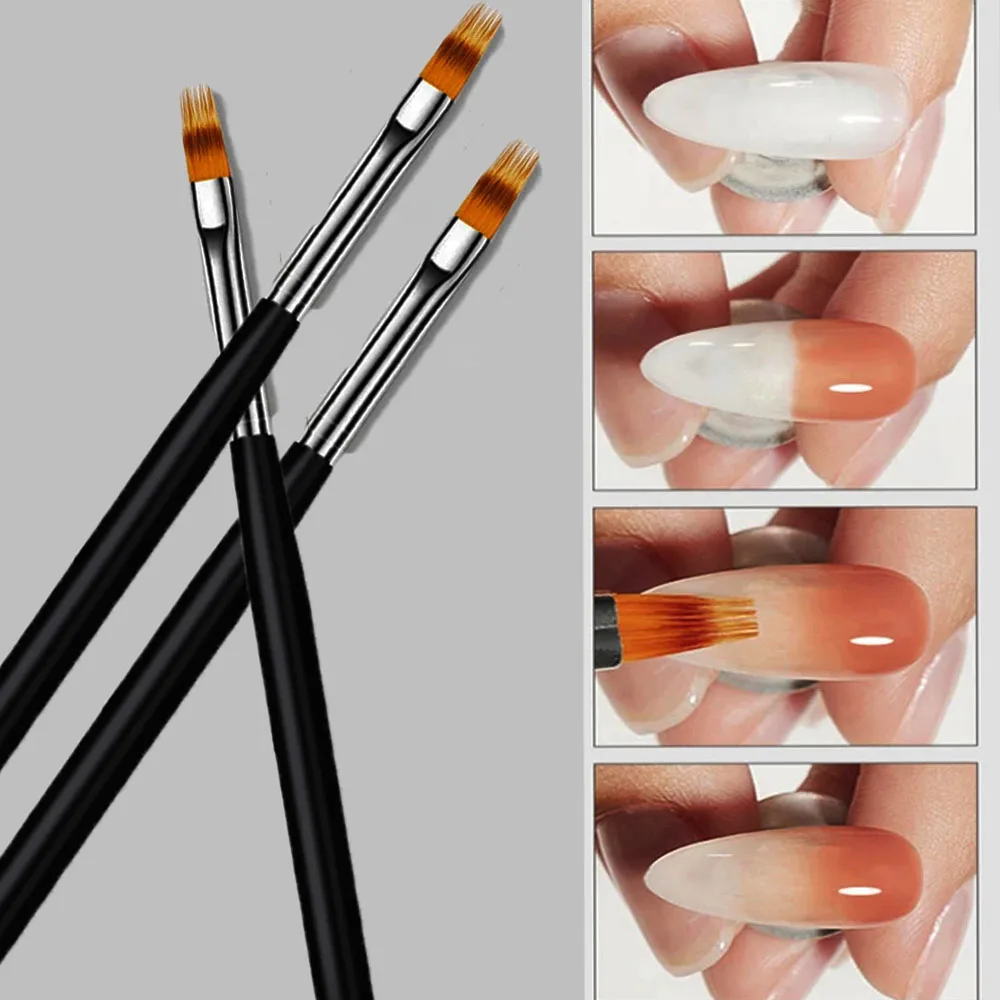 Professional Soft Gradient Nail Brush Silver Black Drawing Painting Nylon Hair Ombre Brush nail art brushes nail brushes nail art tools gel nail tools DIY Gradient UV Gel Nail 1Pc