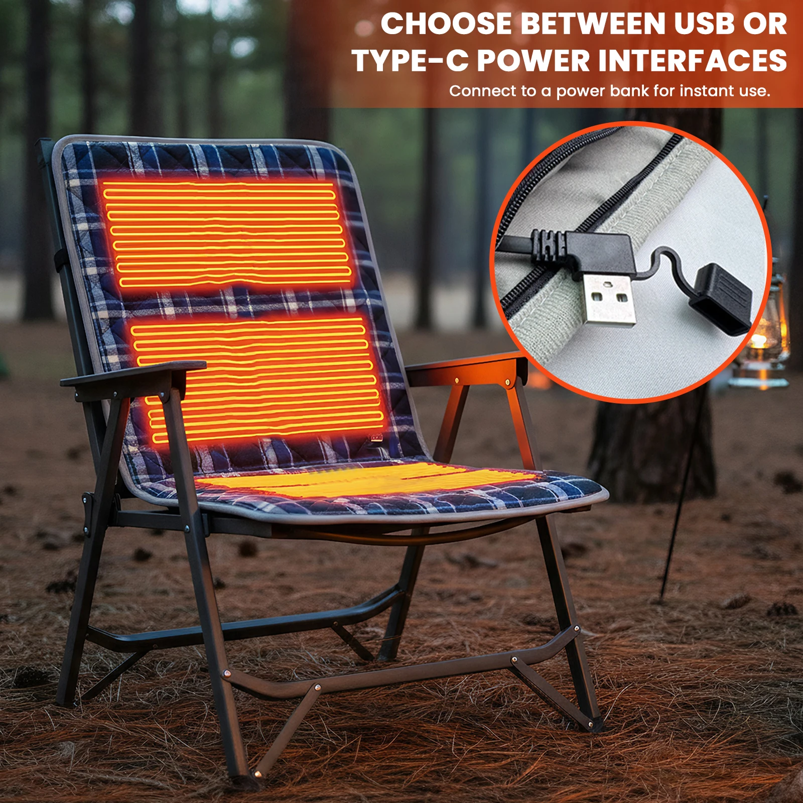 5V USB Heating Pad Foldable Seat Warmer 3-Level Temperature Heated Cushion Cold Resistant Heated Pad Outdoor Camping Seat Mat