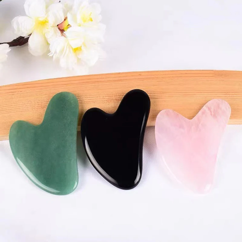 1PC Stone Gua Sha Massage Board For Face Rose Quartz Guasha Plate Jade Face Massager Scrapers Tools For Neck Back Body