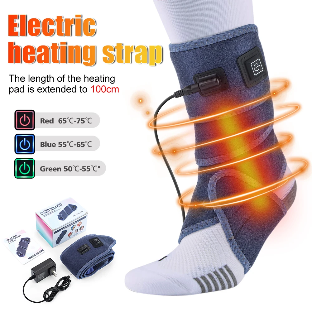

EU/US Plug Ankle Heating Pad Pain Relief Arthritis Electric Heating Pad Ankle Elbow Wrist Leg 3 Temperature Settings 100cm Strap