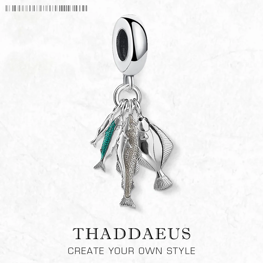 Charm Pendant Fishes Spring Men Women Trendy 925 Sterling Silver Jewelry Accessories Lucky Gift 1