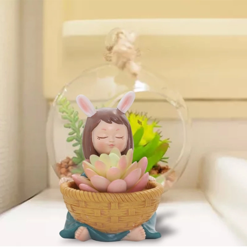 Girl Dustpan Concrete Silicone Mold Succulent Flowerpot Cement Plaster Molds