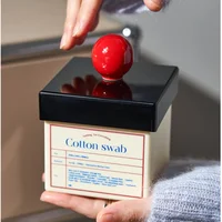 Brush Stand Modern Minimalist For Cotton Pads Stripe Acrylic Storage Box Dust Belt Cover Cotton Buds Box Multifunctional 1