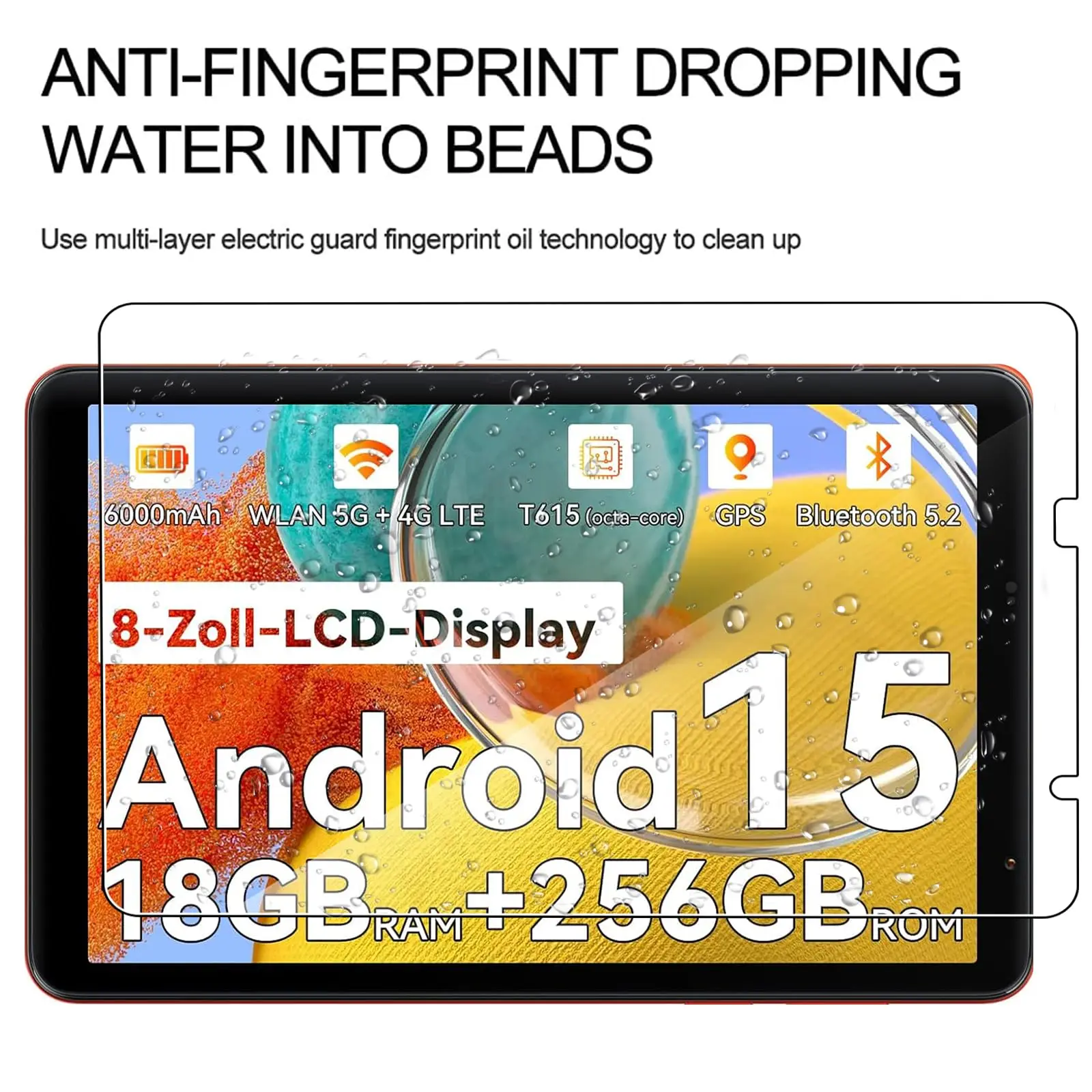 8-Inch Premium 9H Tempered Glass Screen Protector with Anti-Scratch HD Clarity and 2.5D Curved Edges