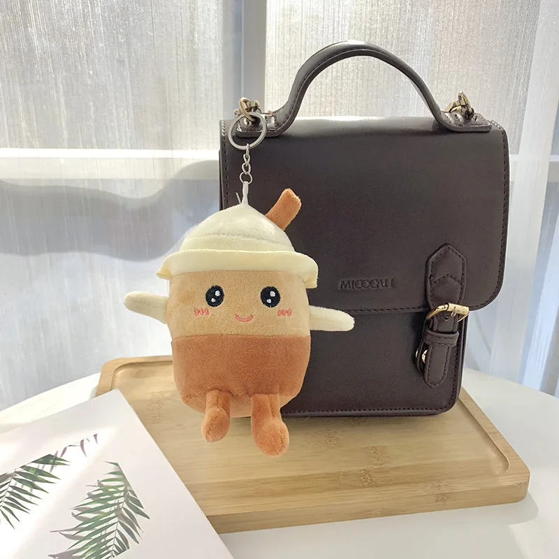 Boba-버블 티 플러시 장난감, 귀여운 플러시 컵 모양의 실제 음식 부드러운 봉제 키 체인 아이 생일 선물