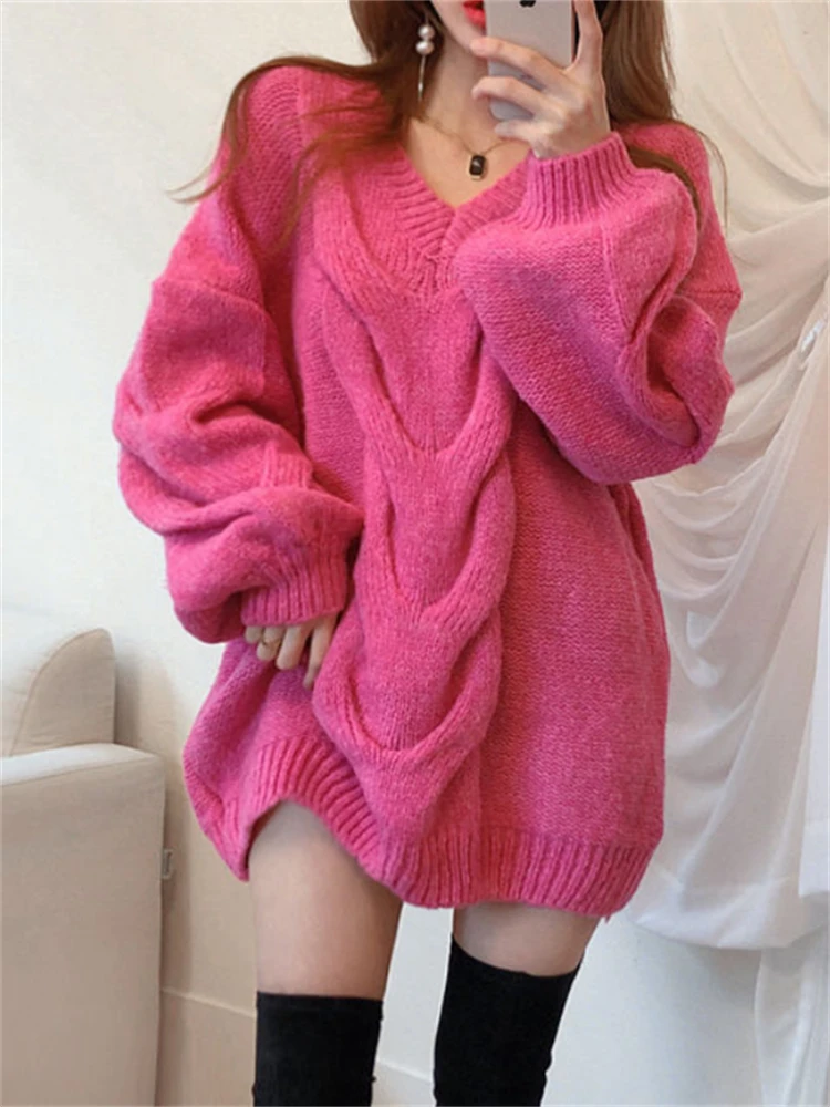 Pink Women Sweater Womens Winter Sweaters Pullover Female Knitting