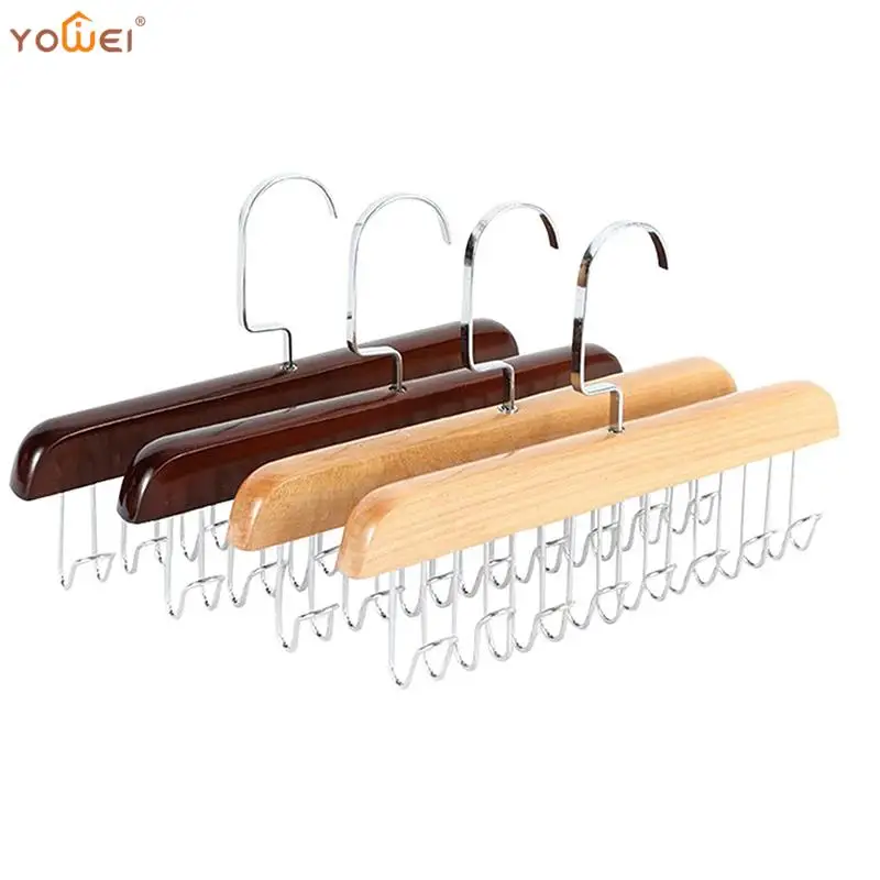 

Wood Belts Camisole Clothes Hanger 8 Hooks Tie Hats Organizer Rack Non Slip Space Saving Wardrobe Clothing Storage Holder