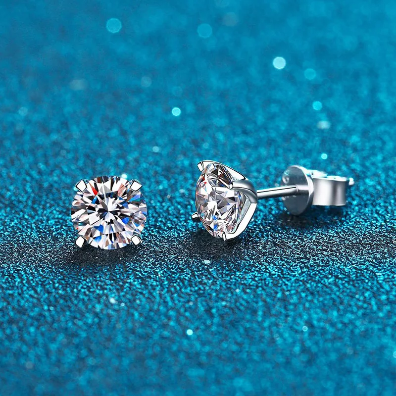 Фото Роскошные бриллиантовые серьги EWYA 0,4-4CT D с цветным муассанитом для женщин, ювелирные изделия для вечеривечерние, серьги из стерлингового серебра 925 пробы с 4 зубцами №2