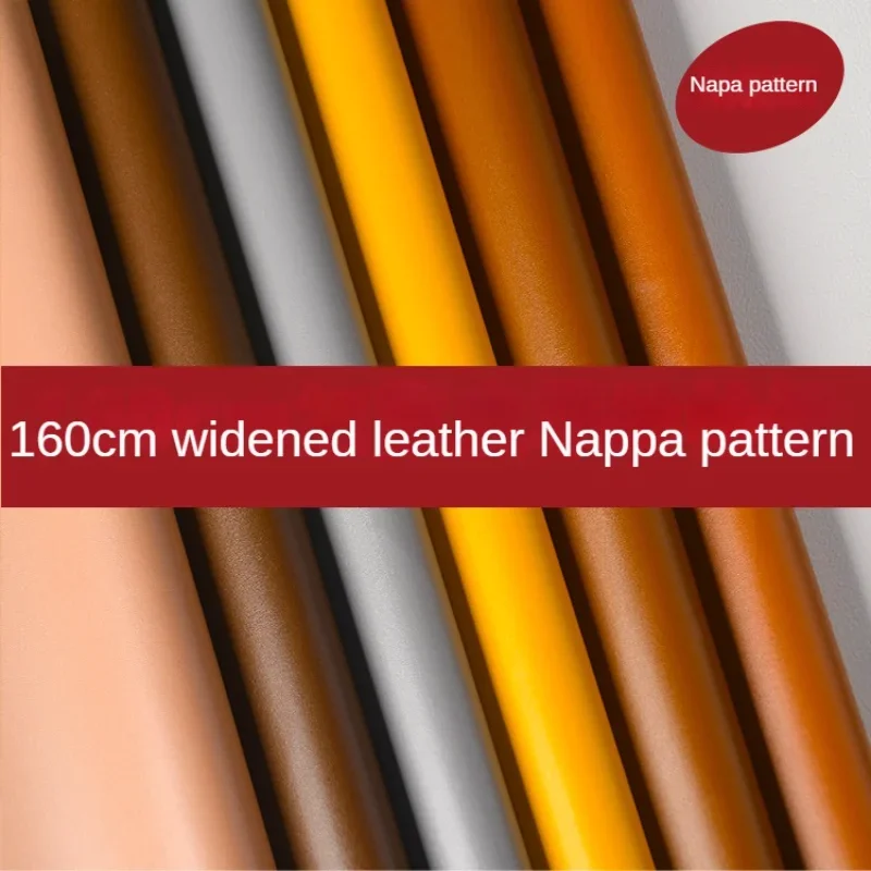 Premium Nappa Pattern Leather Fabric PVC - Smooth Black Red, 1.6m Width for Upholstery, Decoration, and DIY Sewing Projects