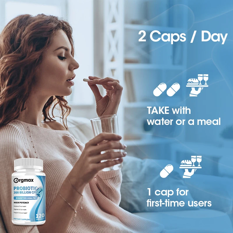 300 Billion Probiotics digestive capsules Contain Prebiotics and Digestive Enzymes Improve Intestinal Digestion and Support Immune Health Slimming