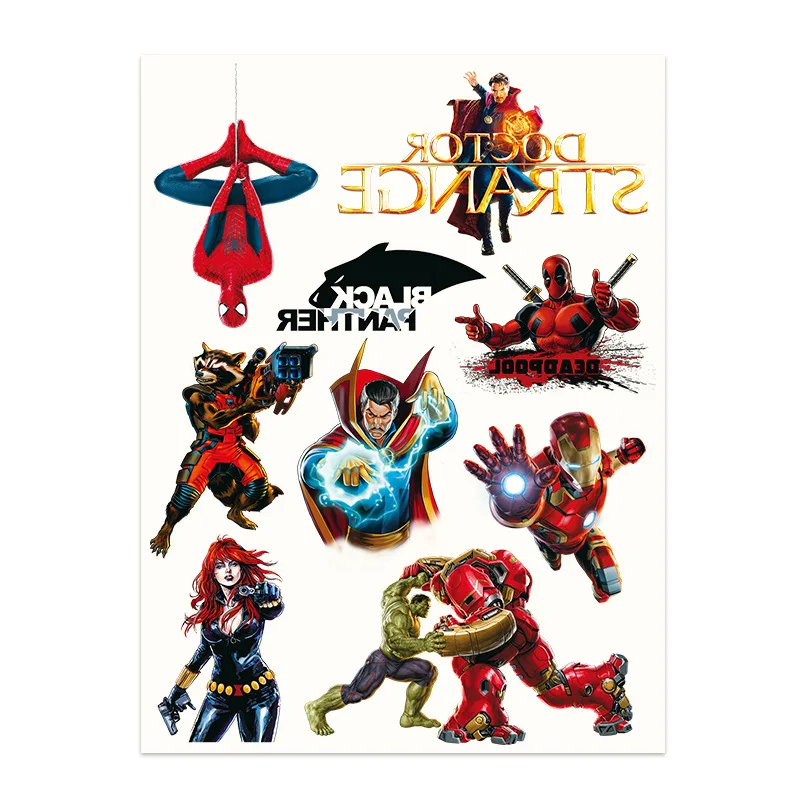 Avengers Iron Man Tattoo Stickers Temporary Tattoos For Kids Birthday Party Cute spider man Tattoos Stickers Decoration 4Pcs/set