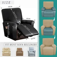 1/2/3 Seat Waterproof Recliner Sofa Cover PU Leather Armchair Cover Solid Color Elastic Relax Single Sofa Slipcovers Home Hotel 2