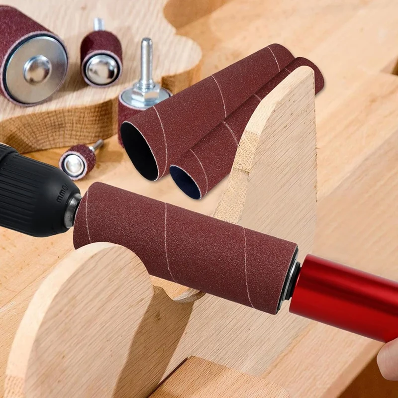 LICG Drum Sander Set,Rubber Sanding Drum Spindle Sander Adapter, With 120 Grit Sandpaper Drum, Sanding Sleeves Power Drill 4