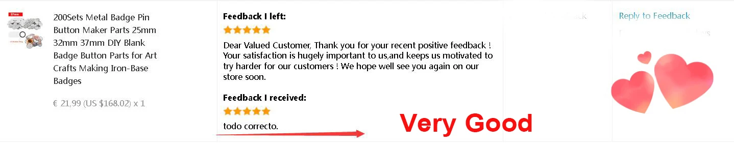 Description Picture 3 of item200Sets Metal Badge Pin Button Maker Parts 25mm 32mm 37mm DIY Blank Badge Button Parts for Art Crafts Making Iron-Base Badges