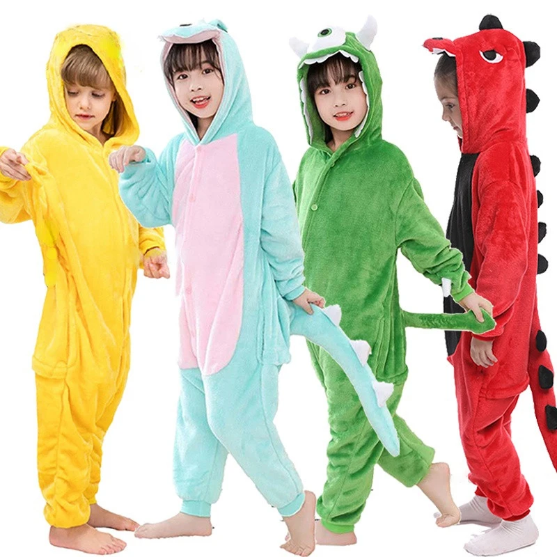 Children Onesie Kids Unicorn Dinosaur Pajamas Animal Cartoon Blanket Sleepers Baby Sleepwear Winter Boys Girls Licorne Jumspuit
