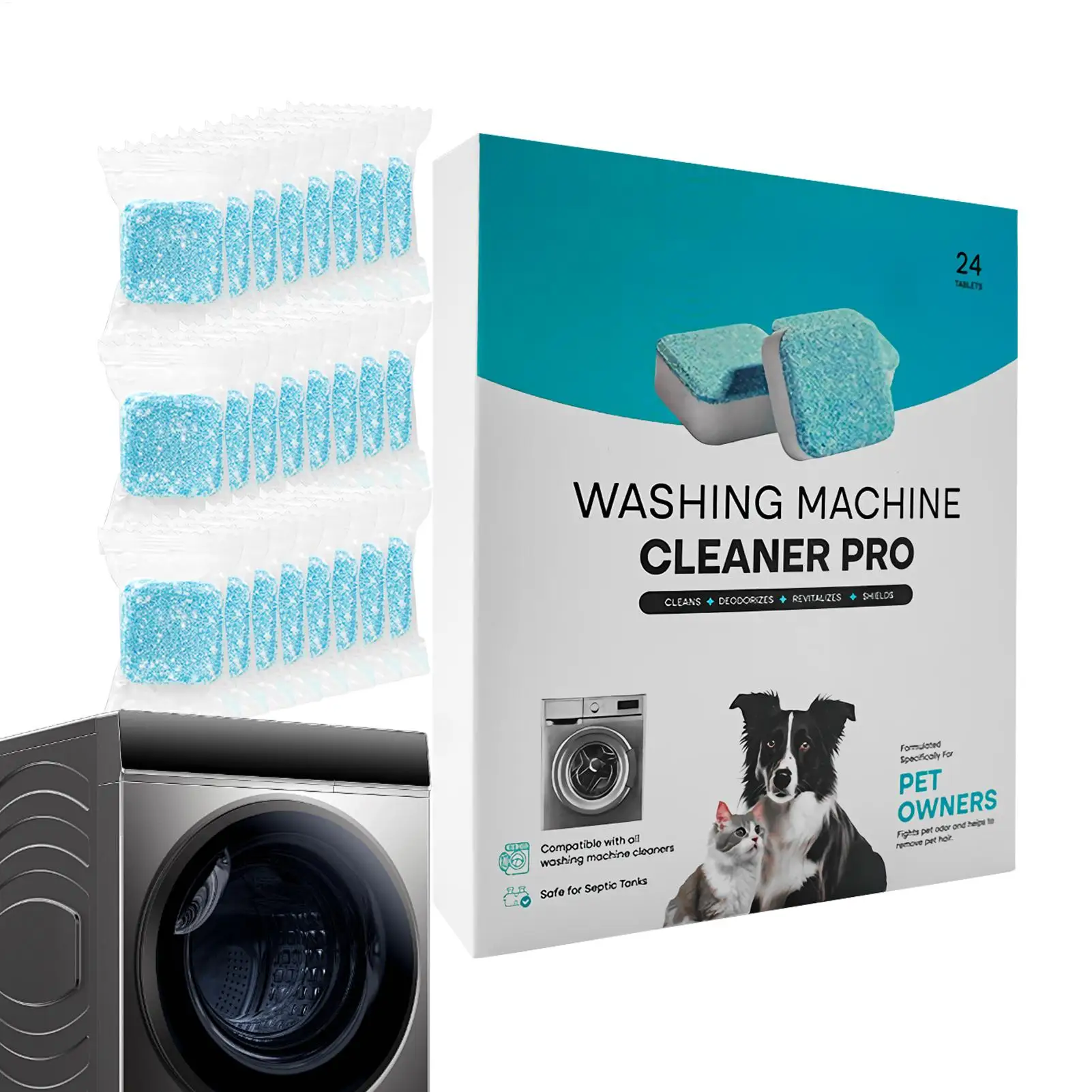 Washing Machine Cleaner Tablets 24 Count, Deep Cleaning, Dirt Remover, Clean Laundry Washer Drum and Tub