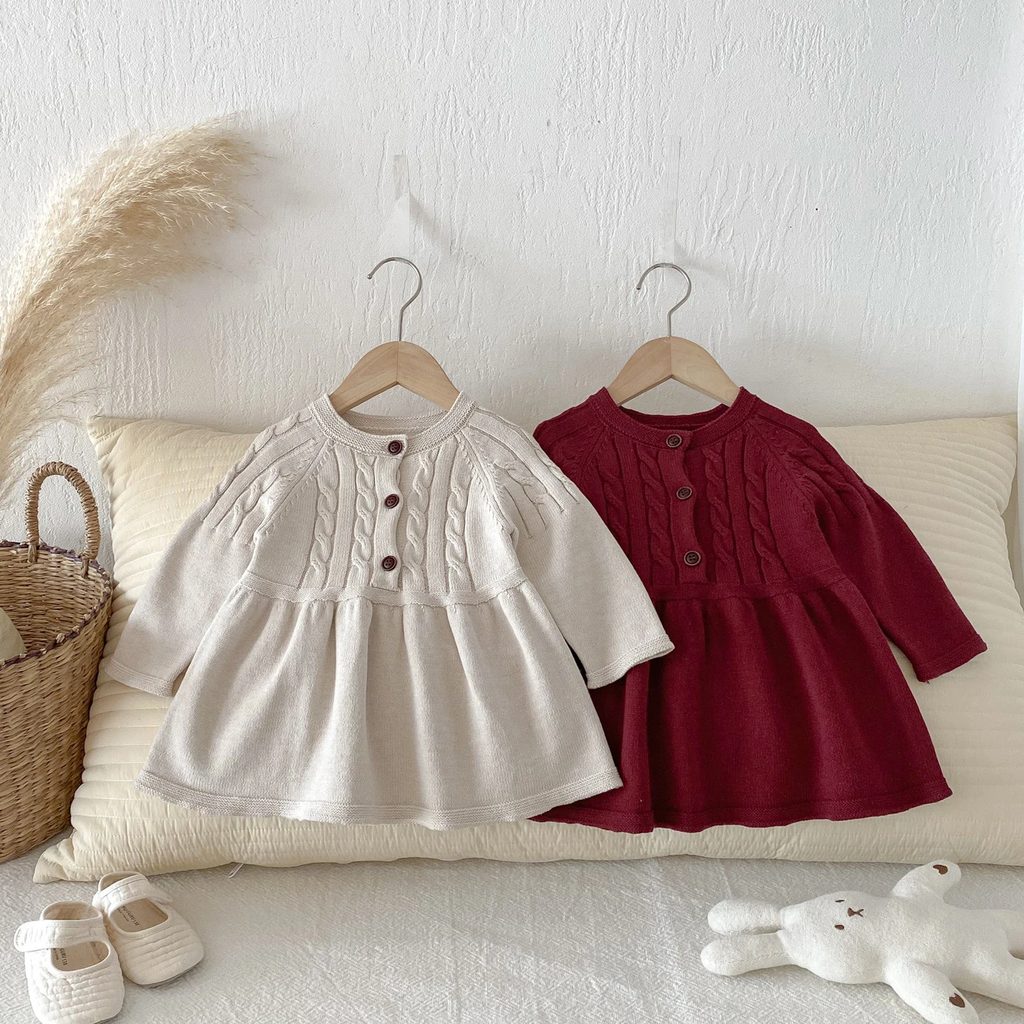 Girls Knit Sweater Dress Long Sleeve Daily Style