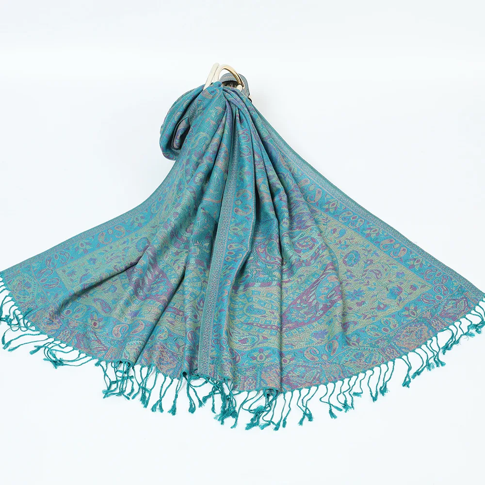 Luxury Paisley Pashmina Women Silky Jacquard Scarf Ethnic Style Fringed Scarves Soft Long Shawls and Wraps for Lady Bufandas 3