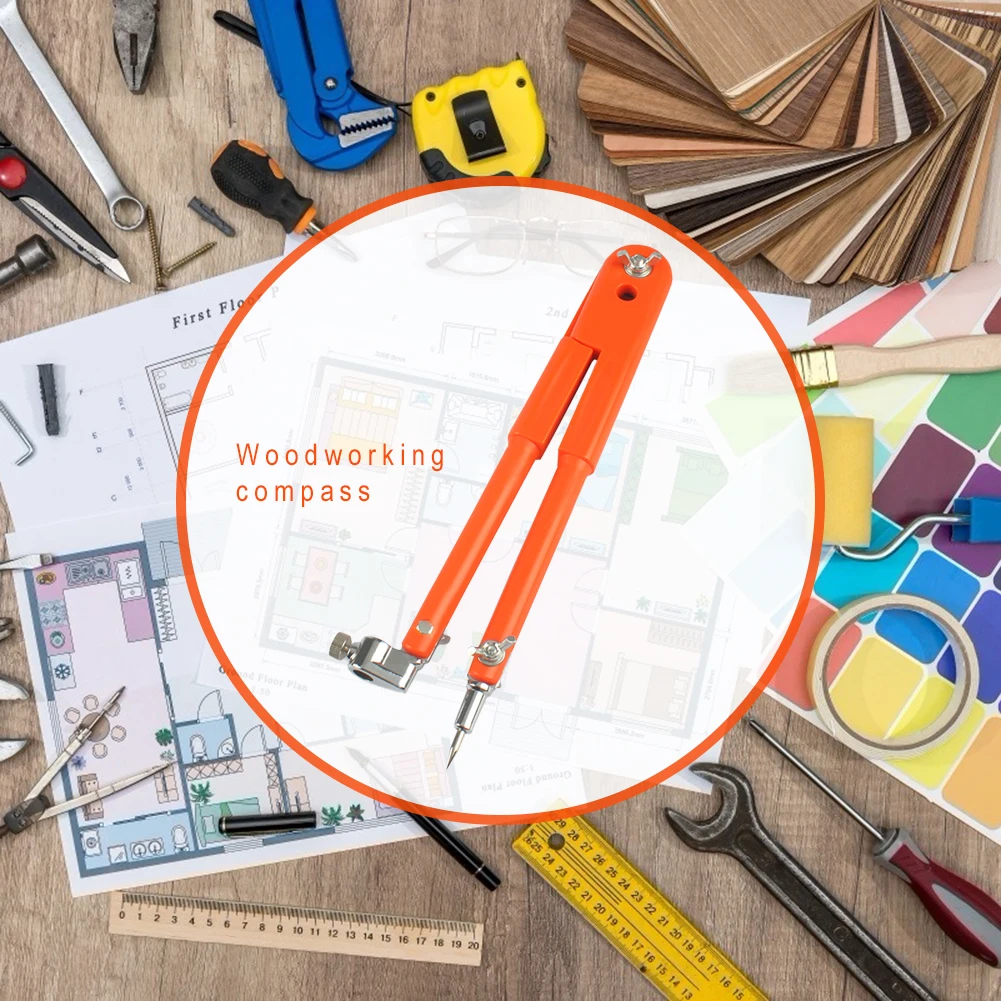 45 Steel Circular Marking Wood Working Drawing Compass Industry Line Scribe Tool Polypropylene Plastic Handle Good Insulation