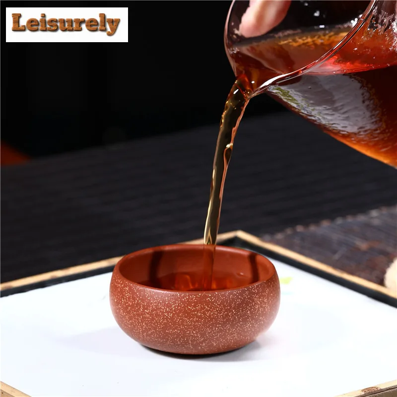 2 Pcs/set Authentic Yixing Purple Clay Teacup Handmade Smelling Tea Bowl Pu'er Master Cup Dragon Blood Sand Zisha Tea Set 60ml