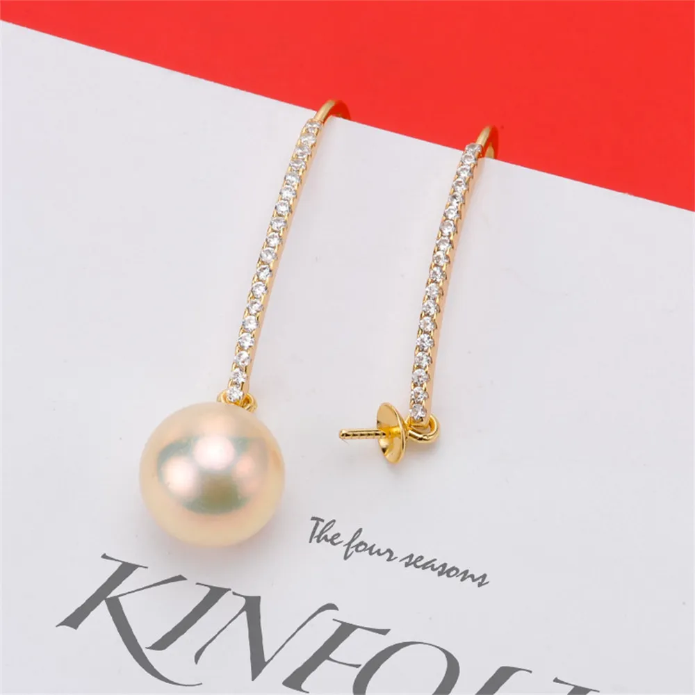 

DIY pearl earring accessories S925 sterling silver earring empty holder minimalist Fit 8-12mm beads