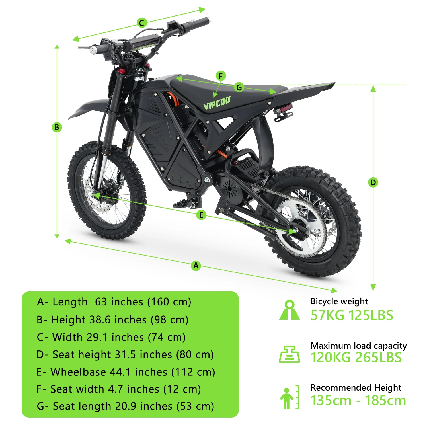 VIPCOO H3 Electric Dirt Bike 3500W 48V23AH Electric Motorcycle Fat Tire Nitrogen Suspension E Dirt Bike for Teens and Adult