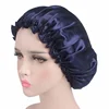 Satin Silk Bonnet Sleeping Hair Cap For Women Navy Night Cap Muslim Ladies Black Head Wrap Nursing Hat Cancer Headwear Wholesale 1