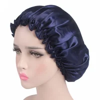 Satin Silk Bonnet Sleeping Hair Cap For Women Navy Night Cap Muslim Ladies Black Head Wrap Nursing Hat Cancer Headwear Wholesale 1
