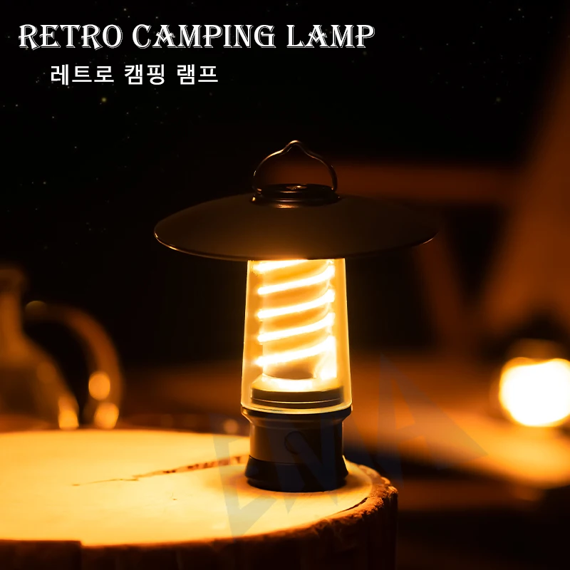 LED Camping Lamp Retro Hanging Tent Lamp Waterproof Dimmable Camping Lights  4500mAh Battery Emergency Light Lantern for Outdoor - AliExpress