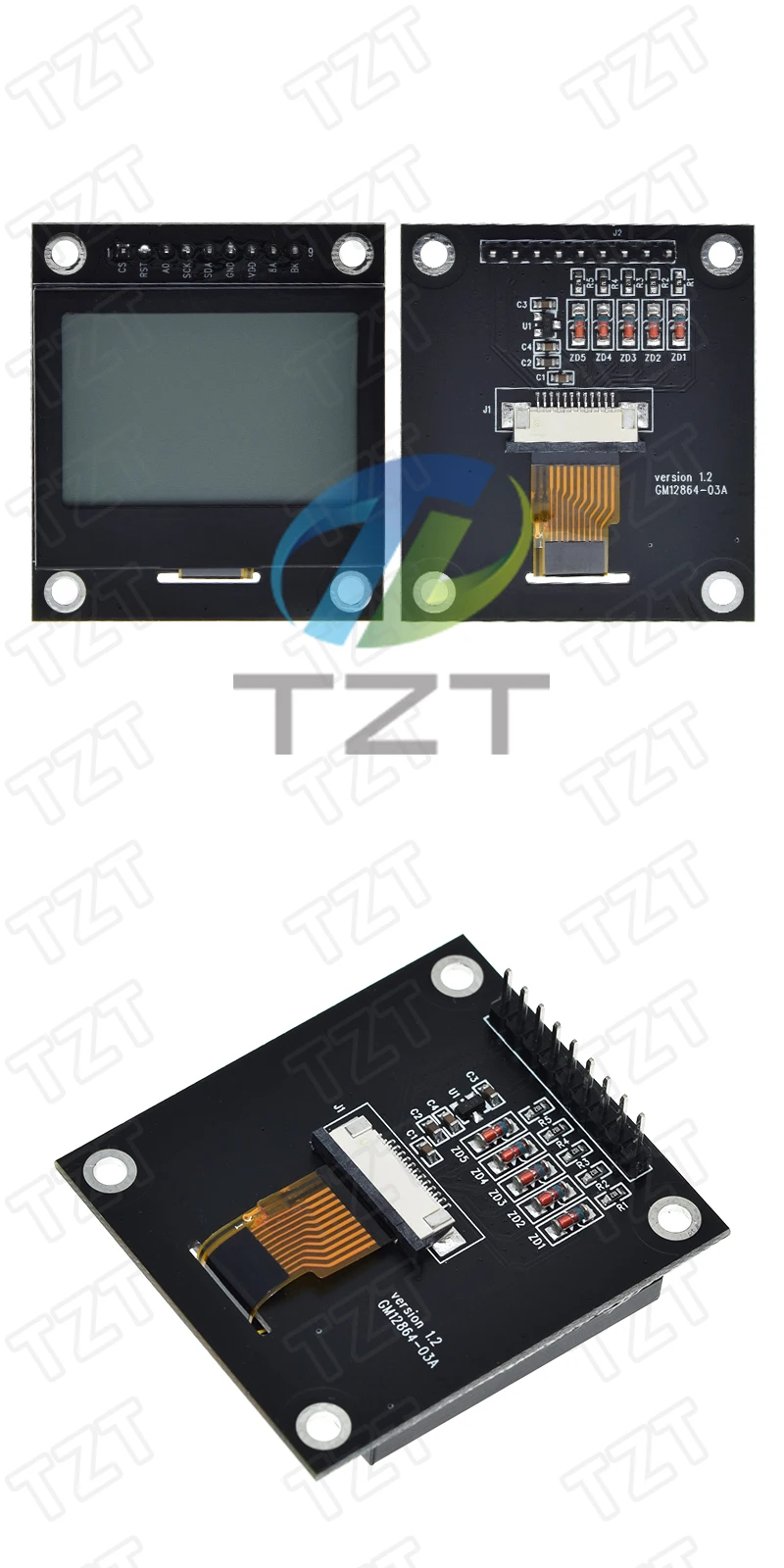 1/3PCS Lcd12864-03A 12864 LCD-Bildschirmmodul Serieller Anschluss 12864 Dot Matrix SPI mit Eisenrahmen 12864 Mmodule für Arduino – Detail 3
