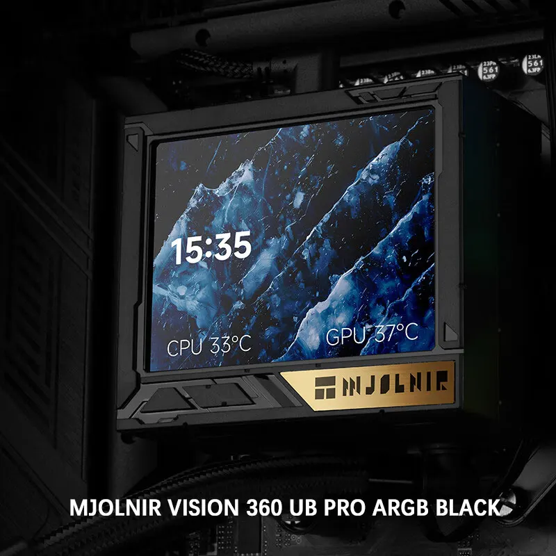 Mjolnir Vision 360 UB PRO ARGB zwarte CPU-Aio-koeler, 360