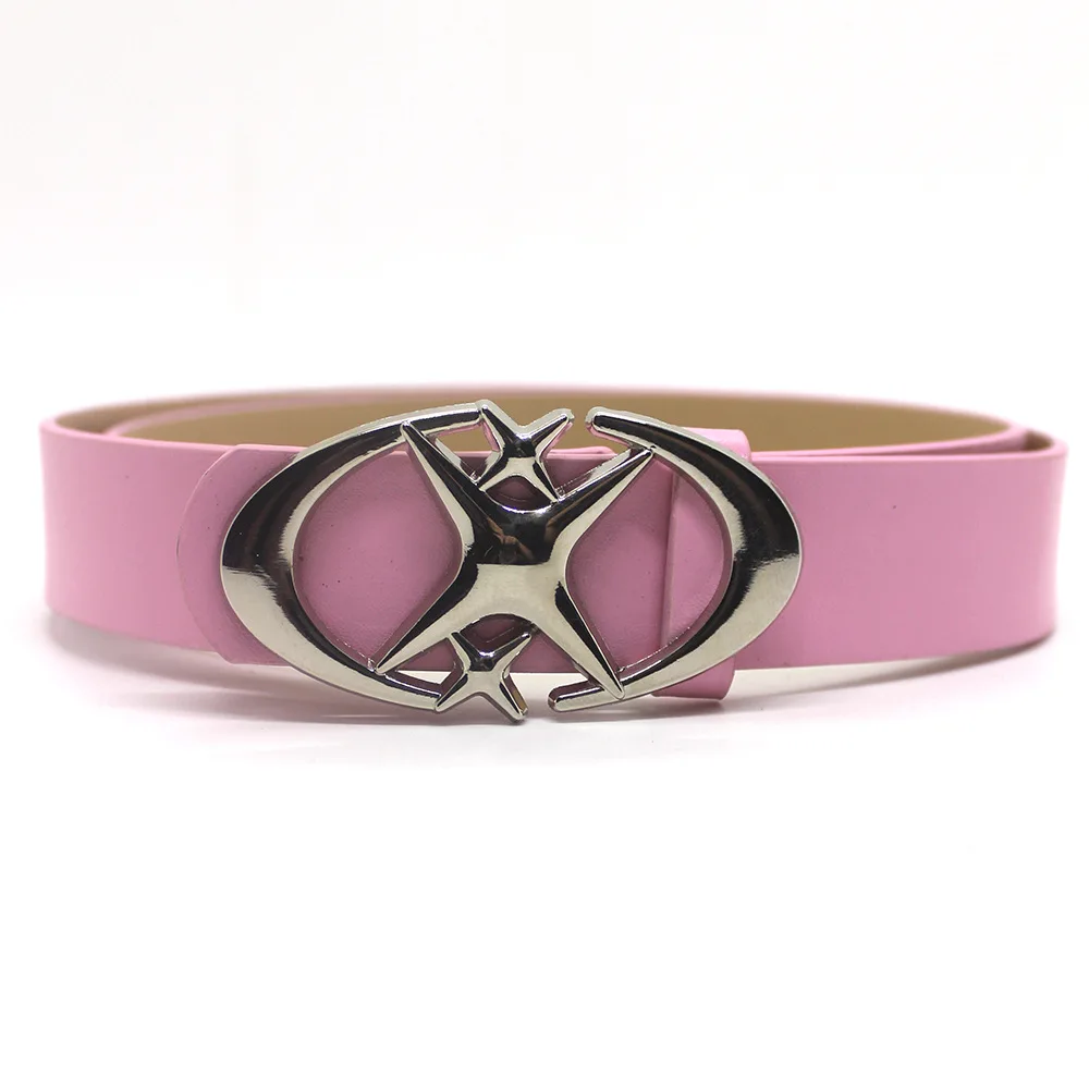 Vintage Gothic Punk Moon Star Buckle Belt - PU Leather Waistband Decorative Accessory