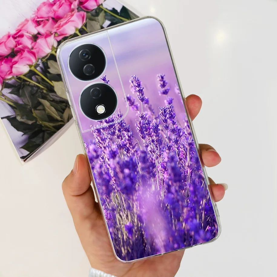 Фото Для Honor X7b чехол CLK-LX1 CLK-LX2 CLK-LX3 Funda Fashion Flower Soft Silicone Back Cover Phone Чехол для Honor X7B 5G X 7B бампер №4