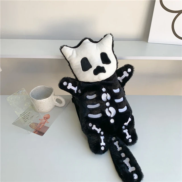 Skull Plush Backpack Gothic Water Bottle Bag Goth Doll Backpack Female  Winter Furry Bag Skull Shape Bag Skeleton Birthday Gift - AliExpress