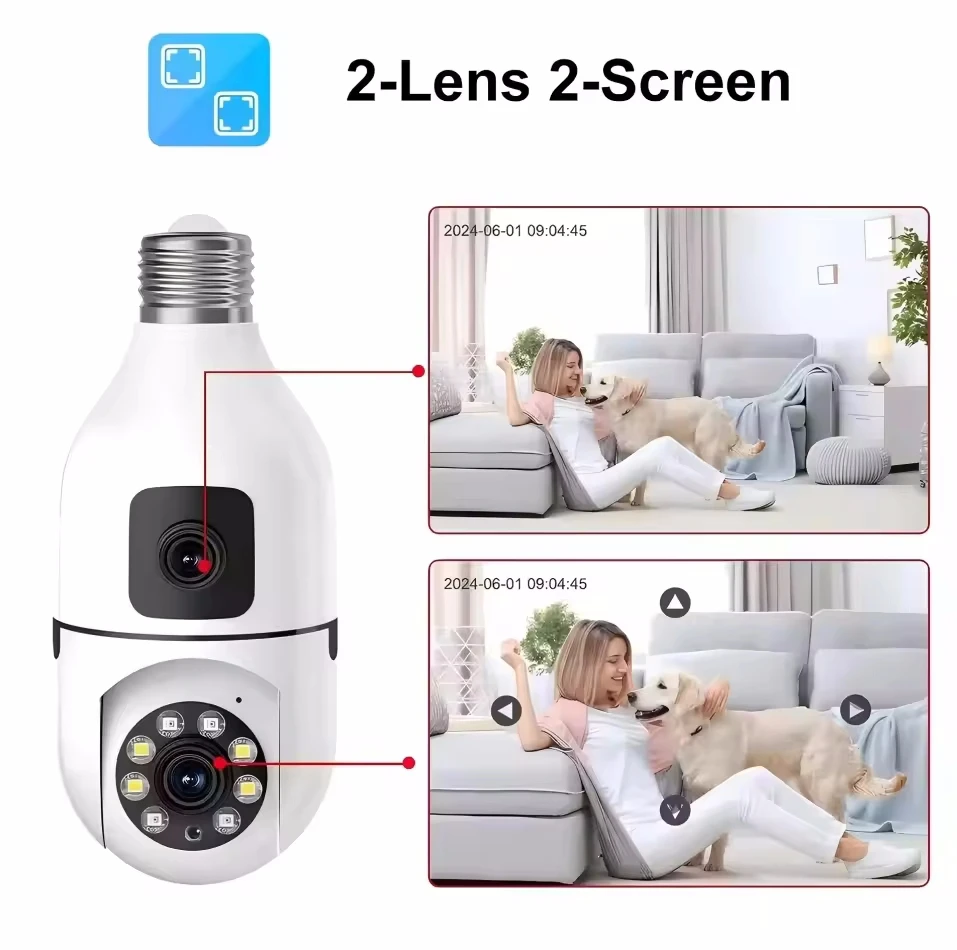 WiFi IP Camera E27 Bulb Cam 8MP Wireless Baby Monitor AI Tracking Security Video Surveillance Pet Cameras 5MP SmartLife Indoor 6