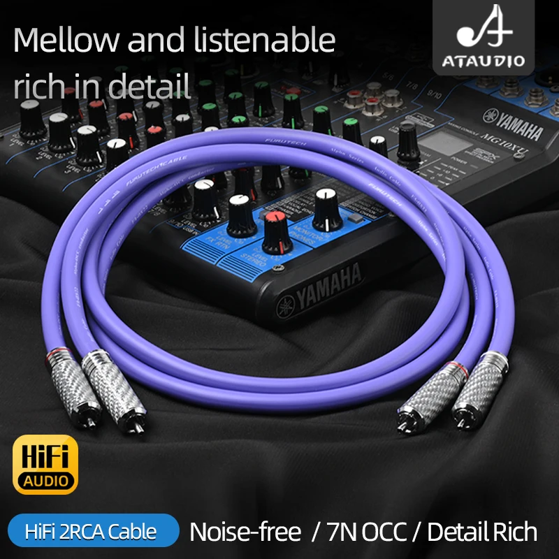 Фото ATAUDIO Hi-end одна пара 2RCA аудиокабель 7N OCC с родиевым покрытием Переходник RCA к RCA штекер-штекер для усилителя DAC TV Box №2